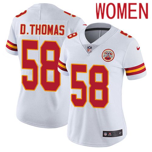 Women Kansas City Chiefs #58 Derrick Thomas Nike White Vapor Limited NFL Jersey